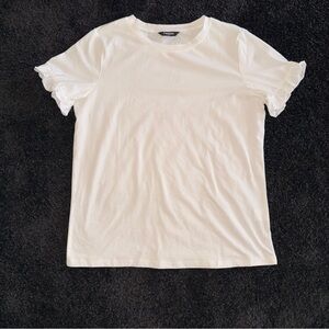 NWOT - White Ruffle Sleeve Tee